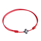 Red String 'Dark Hematite Cross' Bracelet