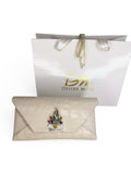 Ivory Leather Clutch Purse Handbag