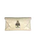 Ivory Leather Clutch Purse Handbag