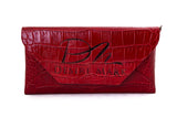 Red Leather Clutch Purse Handbag