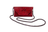 Red Leather Clutch Purse Handbag