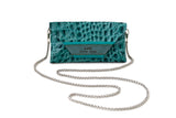 Green Leather Clutch Purse Handbag