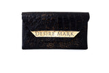 Black Leather Clutch Purse Handbag