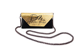 Gold Leather Clutch Purse Handbag