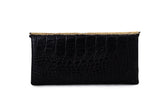 Gold Leather Clutch Purse Handbag