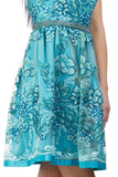 Sky blue lace dress with floral sequin elements