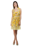 Yellow dress with 3D floral elements