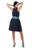 Sheer blue pleated chiffon skirt