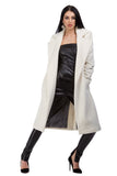 White cashmere coat with alligator belt fastening