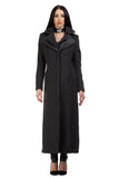 Long black wool coat with a triple collar