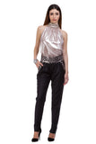 Cool wool trousers with knitted lace belt