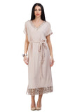 Mocha color dress with golden-copper thread