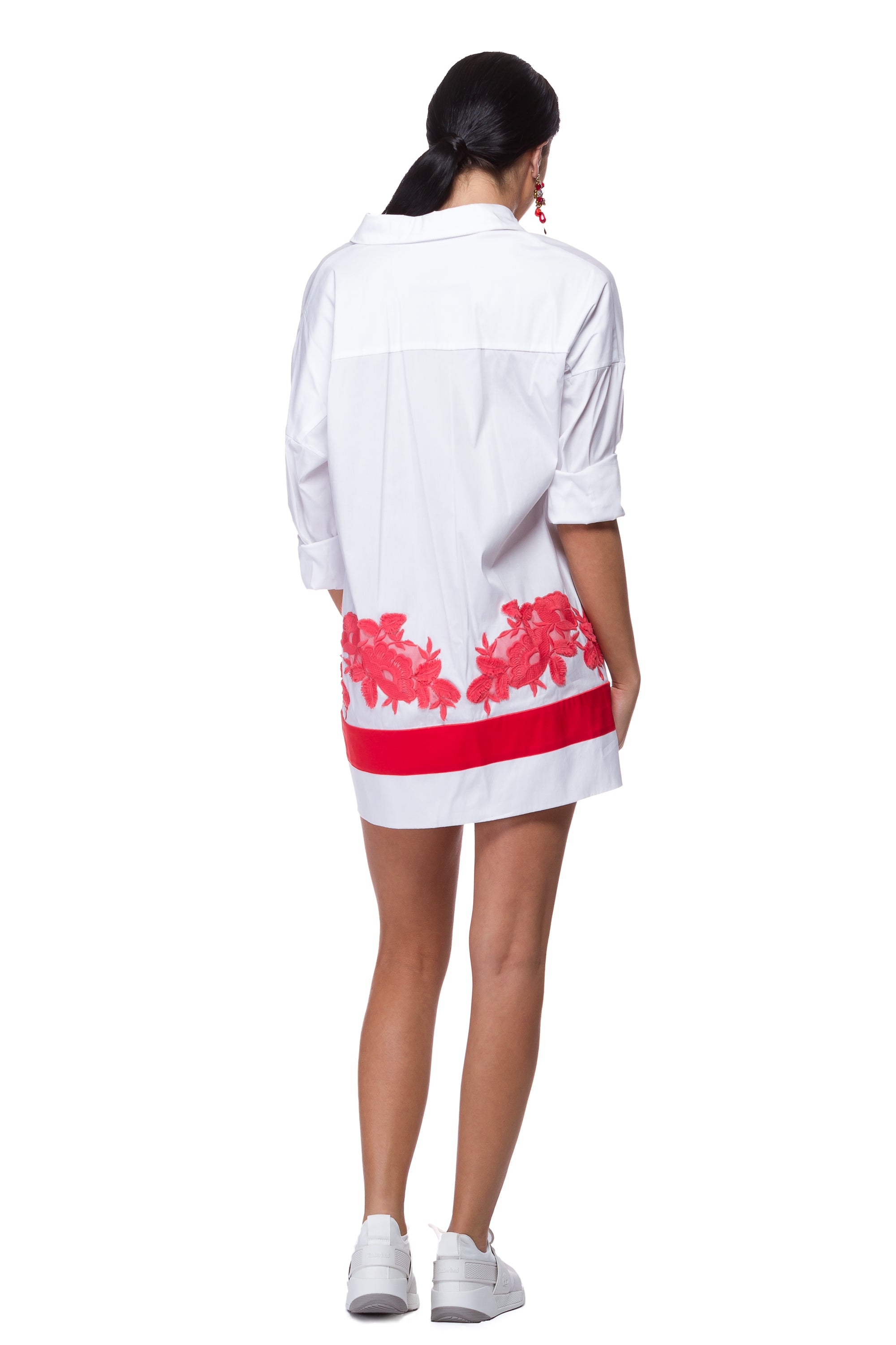White shirt dress with Brussels lace WSH-0002