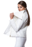 White jacquard jacket with floral elements WJK-0003