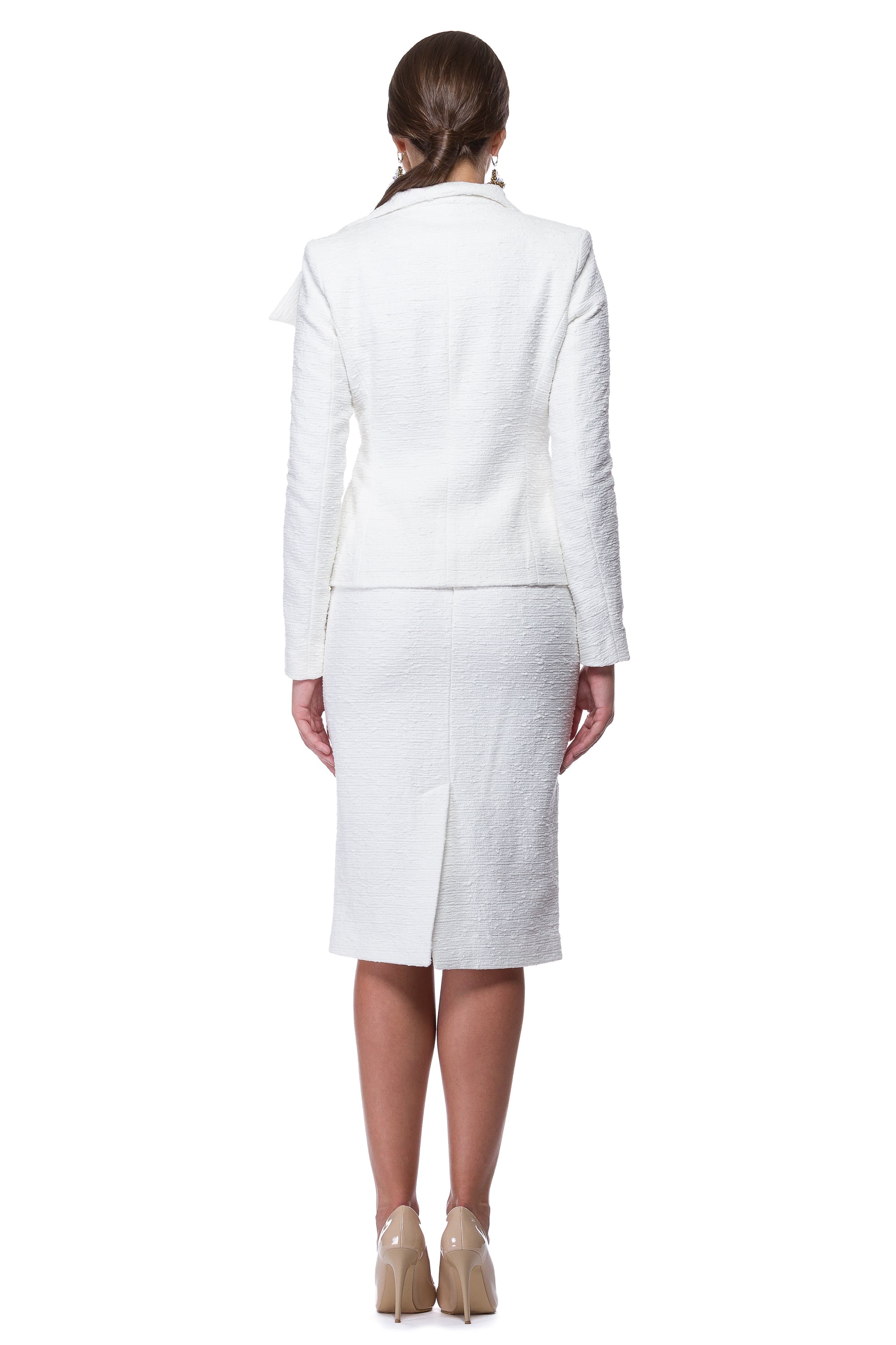 White cotton pencil skirt WSK-0002