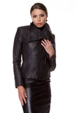 Black embossed eco-leather jacket WJK-0008